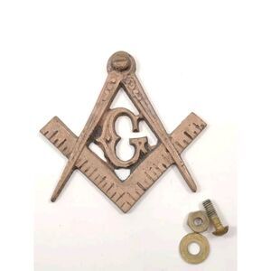 Freemason Mountable Metal Symbol 3” tall Brass